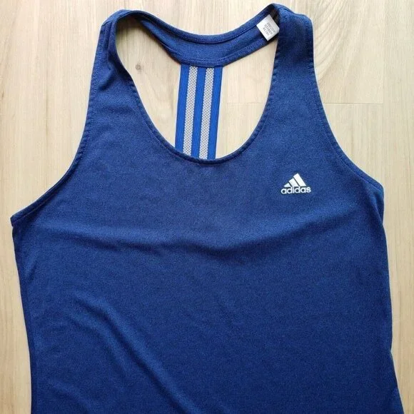 Adidas Climalite Racerback Tank Top Blue Womens Large - Picture 2 of 11